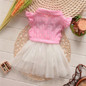 Elegant Girl Dress Girls 2016 Summer Fashion Pink Lace Big Bow Party Tulle Flower Princess Wedding Dresses Baby Girl dress