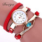 Duoya Brand Watch Women Luxury Gold Eye Gemstone Dress Watches Women Gold Bracelet Watch Female Leather Quartz Wristwatches