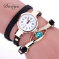 Duoya Brand Watch Women Luxury Gold Eye Gemstone Dress Watches Women Gold Bracelet Watch Female Leather Quartz Wristwatches