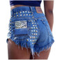 2016 Women's Fashion Brand Vintage Tassel Rivet Ripped Loose High Waisted Short Jeans Punk Sexy Hot Woman Denim Shorts