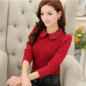 2016 women winter shirt lace blouse long sleeve warm blusa de renda cashmere body blouse ladies tops woman clothes female blouse