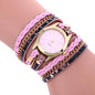 2016 women dress watches women rhinestone watches Bohemian Style Fashion Weave PU Leather Bracelet Lady Womans Wrist Watch