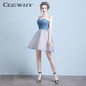 CEEWHY Strapless Ball Gown Formal Dress Bride Banquet Short Party Dresses Crystal Cocktail Dresses Above Knee Homecoming Dresses