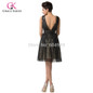 Luxury Cocktail Dresses Grace Karin Black robe de cocktail Party Dress Sleeveless Sequins Knee length Short coctail dress 6156
