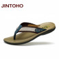 JINTOHO Big Size Men Slippers High Quality Genuine Leather Male Slippers Flip Flops Beach Massage Slippers Fashion Men Sandals