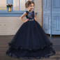 Princess Ball Gown Navy Burgundy Flower Girl Dresses 2018 Beaed Applique Girls Pageant Dress First Communion Dresses Party Gown