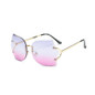 POLYREAL Rimless Sunglasses Vintage Metal Retro Women Fashion Luxury Oversize Sun glasses Bent legs lens Brand Designer UV400