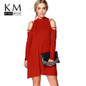 Kissmilk Plus Size New Fashion Women Clothing Casual Solid Cold Shoulder Dress Long Sleeve Basic Big Size Dress3XL 4XL 5XL 6XL