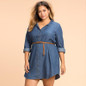 Kissmilk Plus Size New Fashion Women Clothing Casual Loose Dress Distressed Long Sleeve Big Size Demin Dress 3XL 4XL 5XL 6XL