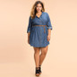 Kissmilk Plus Size New Fashion Women Clothing Casual Loose Dress Distressed Long Sleeve Big Size Demin Dress 3XL 4XL 5XL 6XL