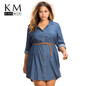 Kissmilk Plus Size New Fashion Women Clothing Casual Loose Dress Distressed Long Sleeve Big Size Demin Dress 3XL 4XL 5XL 6XL