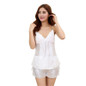 2 PCS Women Satin Lace Sleepwear Sexy Babydoll Lingerie Nightdress Pajamas Set