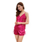 2 PCS Women Satin Lace Sleepwear Sexy Babydoll Lingerie Nightdress Pajamas Set