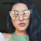 VictoryLip Women Cat Eye Sunglasses Hollow Sunglasses Sexy Celebrity Female Shades UV400 Mirror Retro Cateye Big Sun Glasses