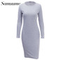 Samuume Elegant Autumn Stretchy Bodycon Dress 2018 O-Neck Long Sleeve Ladies Office Winter Pencil Sexy Dresses Vestidos S1711305