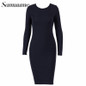 Samuume Elegant Autumn Stretchy Bodycon Dress 2018 O-Neck Long Sleeve Ladies Office Winter Pencil Sexy Dresses Vestidos S1711305