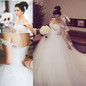 New Elegant Princess Wedding Dresses 2016 V-neck Ball Gown Lace Up Back Beads Tulle Chapel Train Bridal Gowns Vestido de noiva