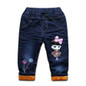 New children clothing baby boys thermal pants jeans for kids 0-5T baby girls plus velvet warm trousers denim autumn and winter
