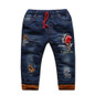 New children clothing baby boys thermal pants jeans for kids 0-5T baby girls plus velvet warm trousers denim autumn and winter