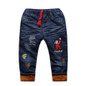 New children clothing baby boys thermal pants jeans for kids 0-5T baby girls plus velvet warm trousers denim autumn and winter