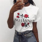 Nothing Letter Print Rose Harajuku T-Shirt Women 2017 Summer Casual Short Sleeve TShirt Female Plus Size Punk Tops Shirts