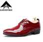 DJSUNNYMIX Brand High Quality bright leather Shoes Men Brogues Shoes Lace-Up Bullock Business Dress Male Formal Shoes
