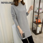Refeeldeer Medium Long Sweater Dress Women 2017 Autumn Winter Knit Women Sweaters And Pullovers Female Tricot Jumper Pull Femme
