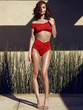 Red Off-the-shoulder Two-pieces Bikini Swimwear