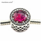 Radiant Hearts Cerise Crystal &amp; Clear CZ Berads Sterling-Silver-Jewelry Fit Original Bracelet Beads For Woman DIY Wholesale