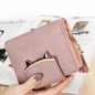 2017 Korean Cute Cat Anime Leather Trifold Slim Mini Wallet Women Small Clutch Female Purse Coin Card Holder Dollar Bag BS88