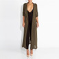 Stylish Elegant Fashion Belted Women Long Trench Coat Solid Color Chiffon Slim Cardigan Outwear Casual Loose Women Coat Dress