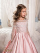 Stunning Pink Flower Girl Dresses for Weddings 2017 Kids Long Sleeve Communion Dress Beads Ball gown Girls Pageant Dresses