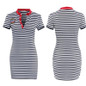 Striped Navy V neck Summer Dresses Casual Bodycon Knee-Length Summer Dress Women Clothes