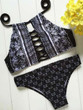 Chicnico Boho Lace Up Floral Print Bikini Set