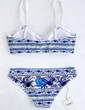 Chicnico Bohemian Floral Print Lace Edge Bikini Set