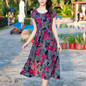 Runway 2017 women summer dress casual women clothing loose print cotton vestidos floral long dresses vintage plus size  5XL