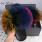 Ethel Anderson 2020 Fox furry fluffy women fur Slippers summer Fur Slides Sandals plush designer shoes furry flip flops women