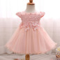 New Flowers Pearls Baby Girls Party Dress Toddler Girl Birthday Dress Kids Princess Wedding tutu Dress Baby Christening Clothing