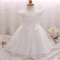 New Flowers Pearls Baby Girls Party Dress Toddler Girl Birthday Dress Kids Princess Wedding tutu Dress Baby Christening Clothing