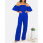 Ruffle Elegant Rompers Women Jumpsuit 2016 New Fashion Off The Shoulder Bodysuit Boot Cut Romper Playsuits Long Pants Plus Size