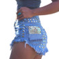 RenYvtil Vintage Rivet High Waist Denim Shorts Women Tassel Ripped Loose Short Jeans Punk Sexy Hot Summer Fashion Short Pant