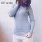 skitzyou Knitted Turtleneck Sweater Women Autumn Winter Elastic Pullovers Long Sleeve Slim Short Thin Bottoming Sweaters Pull