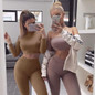 SIBYBO Winter Two Pieces Bodycon Jumpsuits For Women Overalls Long Sleeve Bodysuit Sexy Club Elegant Party Rompers And Jumpsuits