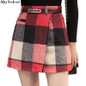 ShyVelvet 2017 Woolen Plaid Skirt Women Autumn Winter Fashion High Waist Sexy Mini Skirts