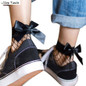 Short Socks Ruffle Fishnet Ankle High Mesh Lace Big Bowknot Women Sock Meias Femininas