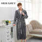 Hot Selling Men Winter Classic Long Warm Bathrobe Mens Soft Flannel Coral Fleece Robes Thick Kimono Bath Robe Male Dressing Gown