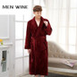 Hot Selling Men Winter Classic Long Warm Bathrobe Mens Soft Flannel Coral Fleece Robes Thick Kimono Bath Robe Male Dressing Gown