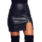 High Quality Women Sexy Leather Skirt New Fashion Bandage Lace Up Skirt Sexy Womens High Waist Pencil Short Mini Skirt
