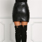 High Quality Women Sexy Leather Skirt New Fashion Bandage Lace Up Skirt Sexy Womens High Waist Pencil Short Mini Skirt