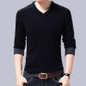 High Quality Winter Soft Warm Knitted Merino Wool Sweater Men 100%wool Sweaters Pure Color V-Neck Pullover Men